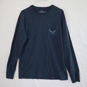 Vineyard Vines T-Shirt Mens Small Tuna Fishing Crew Neck Pocket Tee Long Sleeve
